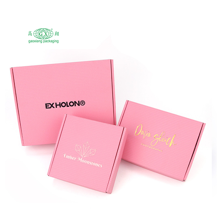 Logo personnalisé à usage multiple papier rose carton ondulé boîtes d'expédition emballage